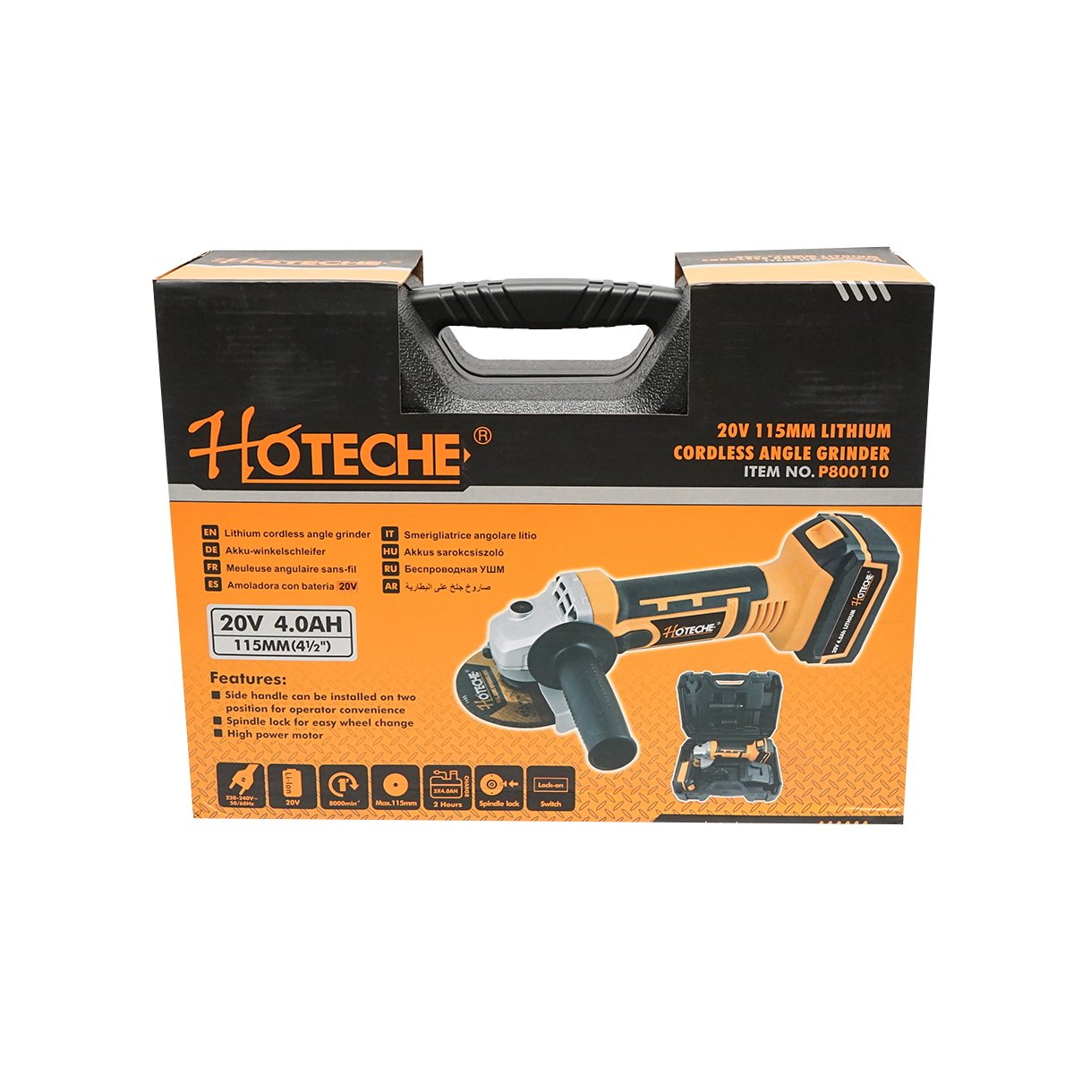 Polizor unghiular 550W, cu acumulator 21V./4Ah. 3 trepte de viteza 4500/5500/7000rot/min. diametru disc 115mm